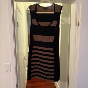 Chic Black and Brown Striped Mini Dress